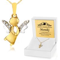 ZŁOTY 585 NASZYJNIK ANIOŁEK PAMIĄTKA BIERZMOWANIA