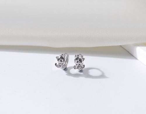 Srebrne kolczyki kółka koty kotki dla dzieci urocze srebro próba 925 na Arena.pl