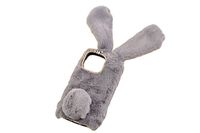 Etui z futerkiem króliczek do Apple iPhone 13 Pro Max szary