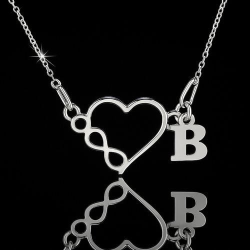 Naszyjnik srebrny serce i nieskończoność z literką do wyboru 925 łańcuszek na Arena.pl