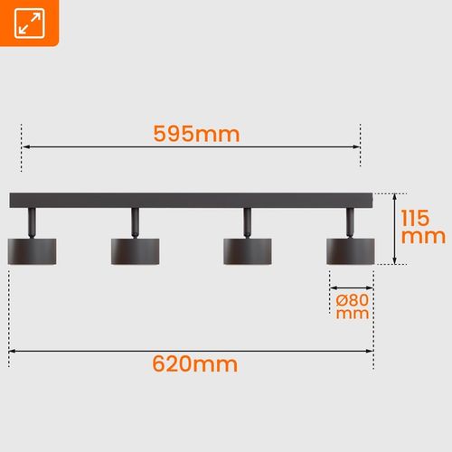 Lampa Sufitowa Szyna 4x GX53 Spot Reflektor Oprawa Ruchoma Czarna 60cm na Arena.pl