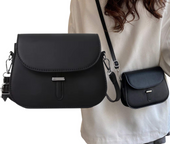 Czarna mała torebka skórzana na ramię damska elegancka z klapą