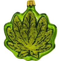 Bombka choinkowa szklana: Liść konopi: zielony