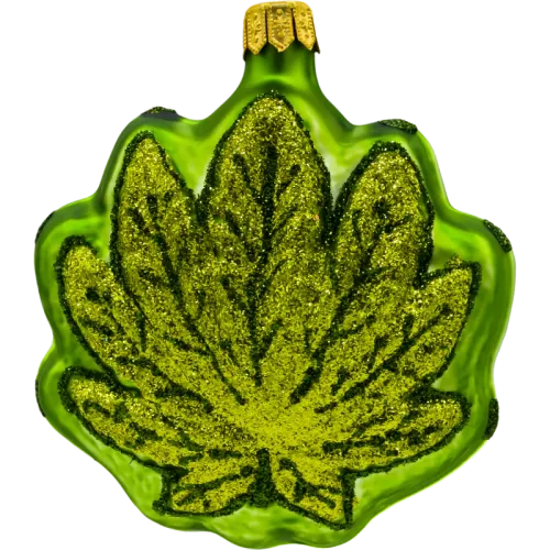 Bombka choinkowa szklana: Liść konopi: zielony na Arena.pl