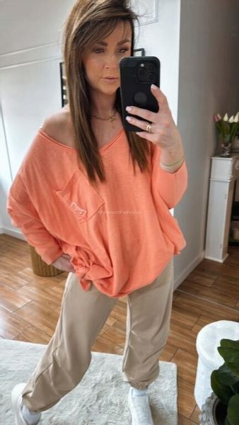 BY O LA LA! BLUZKA BASIC WĘZEŁ PAPAYA UNI zdjęcie 6