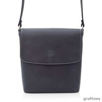 TOREBKA SKÓRZANA damska listonoszka klasyczna lornetka V394 grafitowa