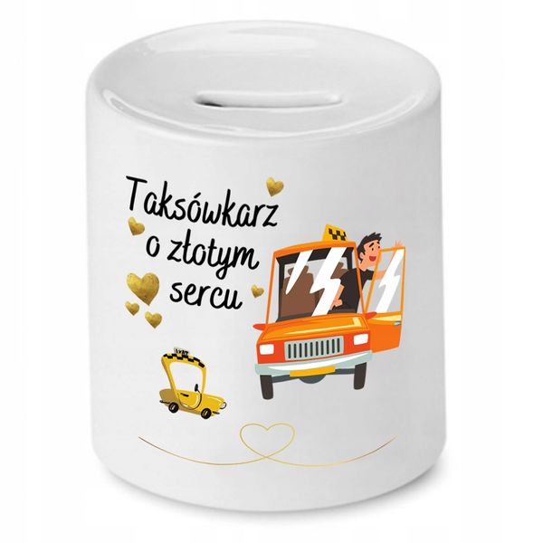 Skarbonka Dla Taksówkarza O Złotym Sercu Prezent Z Nadrukiem Ze Zdjęciem Z zdjęcie 1