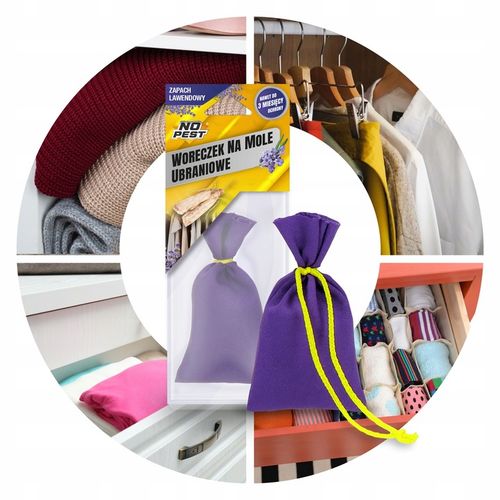 LAWENDOWY WORECZEK NA MOLE UBRANIOWE ODZIEŻOWE NO PEST x5 DŁUGIE na Arena.pl