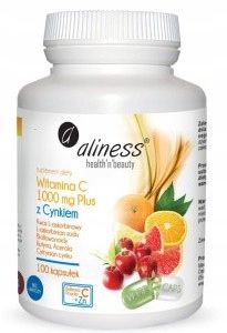 Aliness Witamina C 1000mg Cynk Bioflawonoidy Rutyna Acerola 100 VEGE kaps. zdjęcie 1