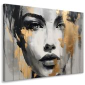 Obraz Złoty PORTRET Kobiety Styl Glamour Abstrakcja 90cm x 60cm