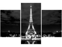 90X60CM OBRAZ WIEŻA EIFFLA BLACKANDWHITE TRZY OBRAZY