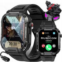 SMARTWATCH MĘSKI ZEGAREK ROZMOWY WOJSKOWY MENU PL + SŁUCHAWKI BEZPRZEWODOWE
