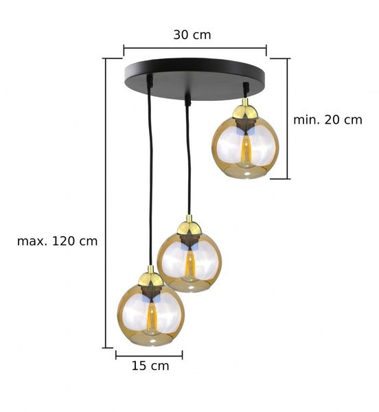 Lampa wisząca 3xE27 AMBRE GOLD zdjęcie 4
