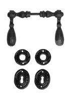 KLAMKA Z KPL. SZYLDÓW GŁADKICH POD KLUCZ ŻELIWNA RETRO