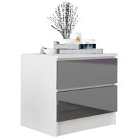 Stolik Nocny Szafka Nocna MDF 45 x 48x 40 CM Zoe Biała Szary Połysk