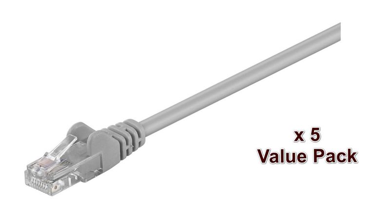 MicroConnect U/UTP CAT5e 15M Grey 5 Pack zdjęcie 1