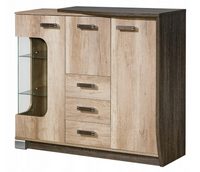 Nowoczesna Komoda Witryna Prawa 130 cm Dąb Canyon + Arusha ROMEK DL