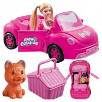 Lalka w Samochodzie Aucie z Pieskiem Koszykiem Kabriolet Dziewczynki 3 4 5