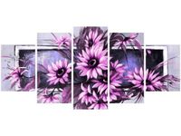 70CM 150CM ZEGAR 5 ELEM SŁONECZNIKI FIOLECIE DRUK OBRAZ