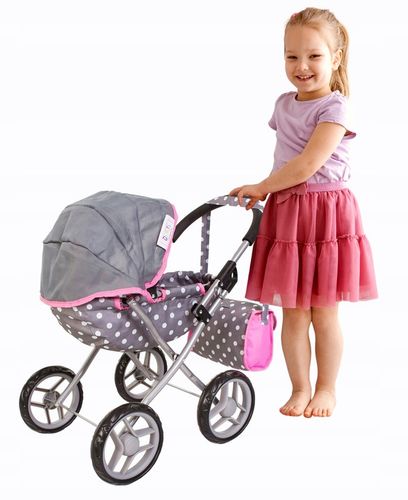 Wózek dla lalek GŁĘBOKI GONDOLA - SKŁADANY DASZEK - DUŻE KOŁA + TORBA Doris na Arena.pl