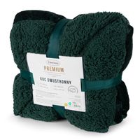 Koc flano 150x200 cm baranek TEDY c. zielony miękki i ciepły stylowy