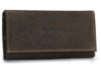 portfel damski skóra nubuk wild tiger - ciemnobrązowy