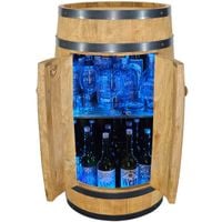 Szafka barowa beczka drewniana minibar z drzwiczkami whisky LED RGB