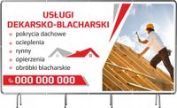 BANER REKLAMOWY siatka mesh 100x50 cm USŁUGI DEKARSKO BLACHARSKIE REKLAMA