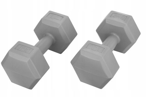 Zestaw Hantli Hantle Bitumiczne Ciężarki do Ćwiczeń Fitness Siłownia 2x 3kg na Arena.pl