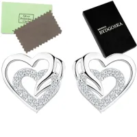 SREBRNE KOLCZYKI 925 WKRĘTKI SERCA DLA KOBIETY, KOLCZYKI SZTYFTY SREBRO 925