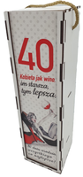skrzynka pudełko 33,5 x 9,5cm na butelkę alkoholu 40 urodziny kolor