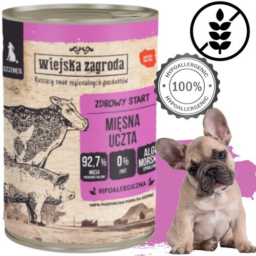 karma dla psa wołowina wieprzowina mięsna uczta 400g wiejska zagroda piesek na Arena.pl