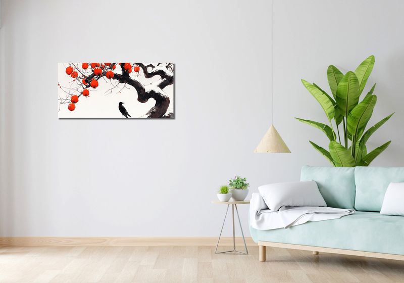 Obraz 90x40cm Kruk przy Drzewie zdjęcie 2