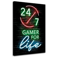 Obraz na płótnie, Napis Gamer for life 80x120 80x120