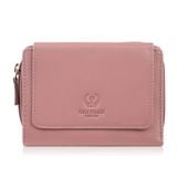 portfel damski skórzany różowy duży w orientacji poziomej