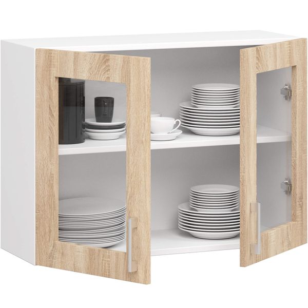 Szafka kuchenna LIMA witryna wisząca 80 cm H580 - biała dąb sonoma zdjęcie 2