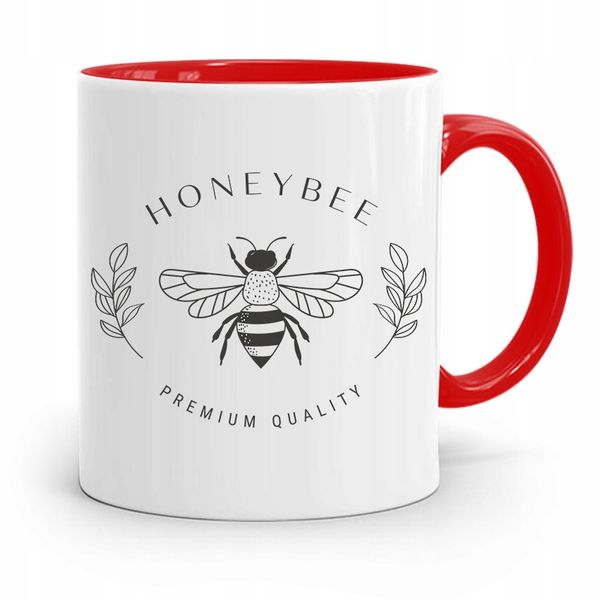 Kubek Czerwony Pszczelarza Honeybee Prezent Z Nadrukiem Ze Zdjęciem zdjęcie 1