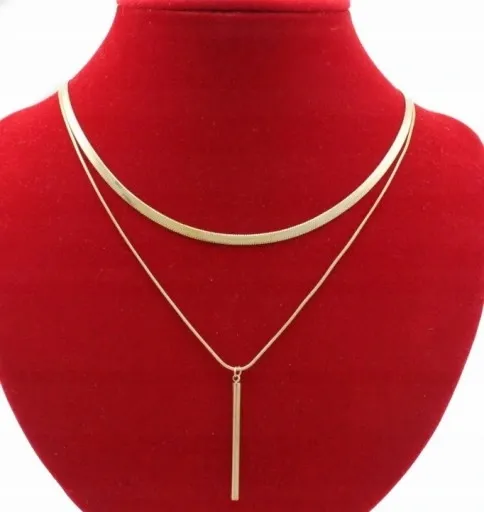 KOMPLET ZŁOTY STAL CHIRURGICZNA NASZYJNIK KOLCZYKI PATYCZKI zdjęcie 3