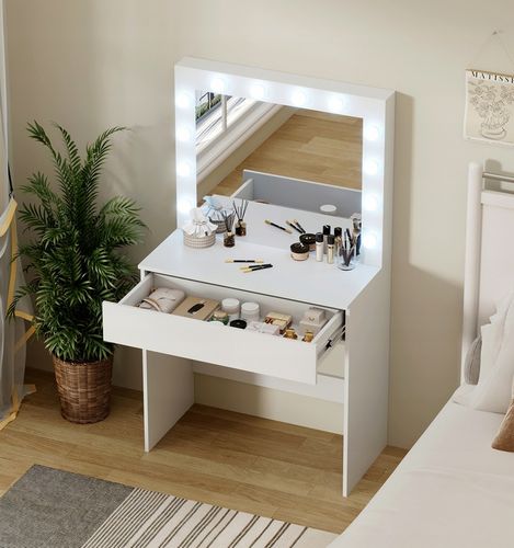 Toaletka kosmetyczna z oświetlniem LED z lustrem do makijażu + na Arena.pl