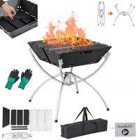 GRILL OGRODOWY PALENISKO SKŁADANE 3 w 1 KUCHNIA KEMPINGOWA METALOWY ZESTAW