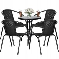 MEBLE OGRODOWE ZESTAW MEBLI OGRODOWYCH STÓŁ+4 KRZESŁA TARAS BALKON CZARNE