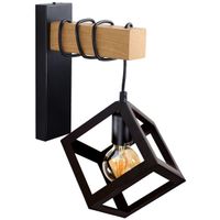 Skandynawska LAMPA ścienna SWEDEN WOOD metalowa OPRAWA loftowy kinkiet kostka czarna brązowa