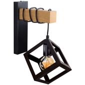 Skandynawska LAMPA ścienna SWEDEN WOOD metalowa OPRAWA loftowy kinkiet kostka czarna brązowa