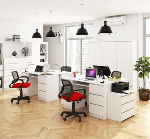 BIURKO KOMPUTEROWE A-11 135 cm 6 SZUFLAD BIAŁE na Arena.pl