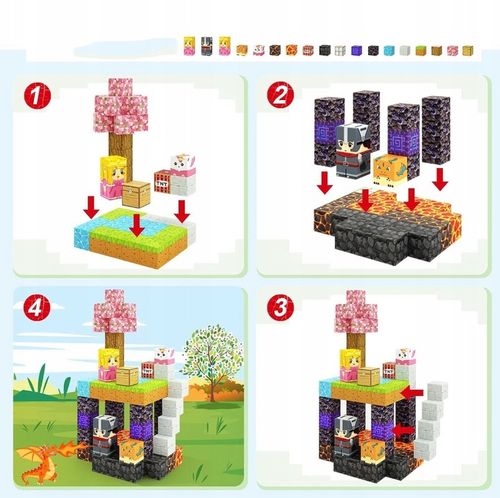 KLOCKI MAGNETYCZNE bloki MOCNE na magnes Zestaw 79 sztuk KLOCKÓW na Arena.pl