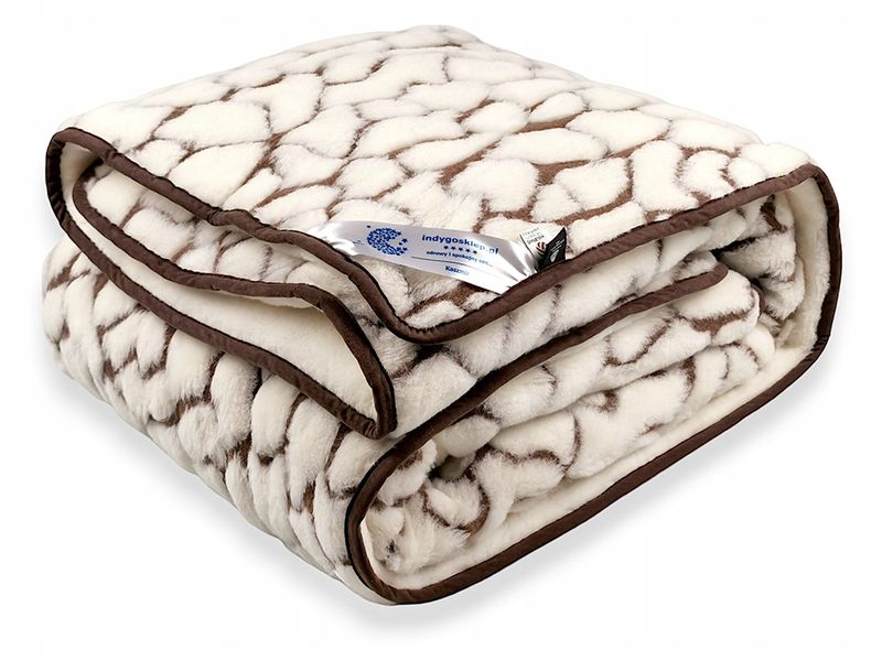 KOŁDRA WEŁNIANA 200x200 KASZMIR GIULIA WOOLMARK KK3 ECRU INDYGOSKLEP zdjęcie 1