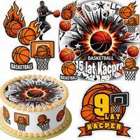 ZESTAW OPŁATEK NA TORT 20CM + 16 POSTACI - KOSZYKÓWKA + IMIĘ 15CM 18CM