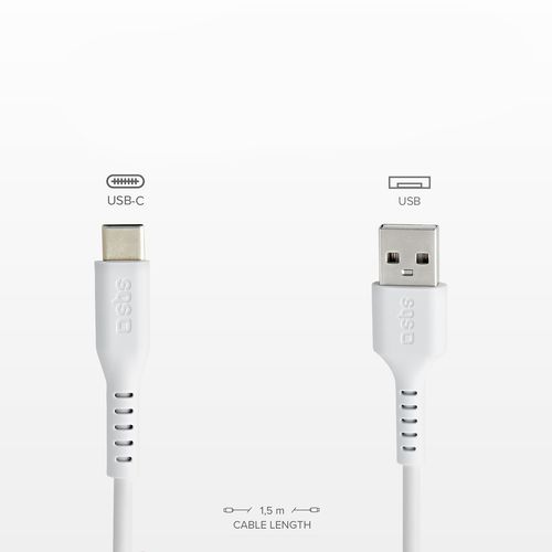 Kabel przewód USB-A - USB-C 1.5m - biały na Arena.pl