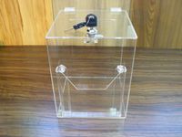 Urna skarbonka skrzynka na ankiety przeźroczysta 15x15x20 z kieszonką