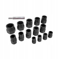 ZESTAW NASADKI DO OBRABIANYCH ŚRUB 1/2" 6-23mm WYBIJAK 15 SZT KRAFT&DELE